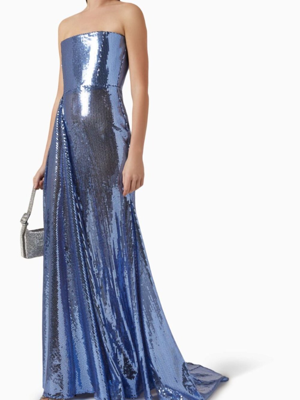 Alex Perry Drape Strapless Sequin Gown in Blue Navy Sz 8